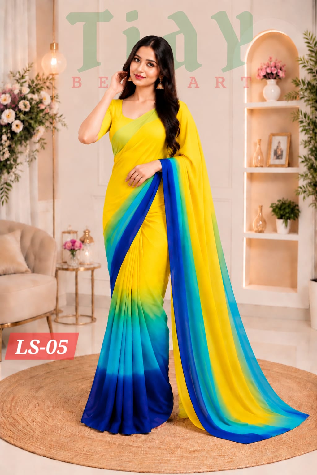 LS-05.jpeg #LS-05 লেডিস প্রিমিয়াম জর্জেট শাড়ি - Image 1